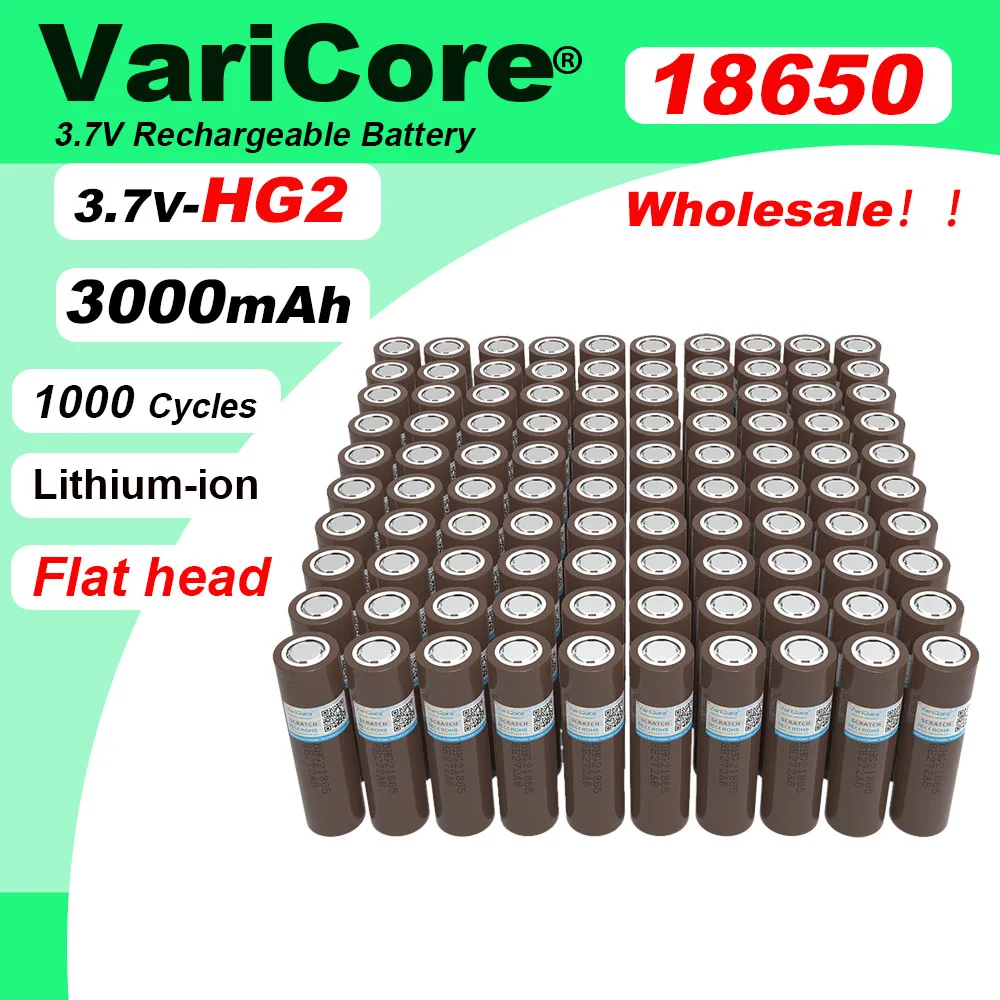 

100/1000 шт. 100% оригинальные аккумуляторы HG2 18650 3000 мАч, разряд 3,6 В, 20 А, специальная аккумуляторная батарея 3,7 В, оптовая продажа