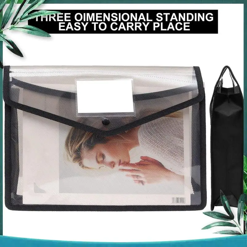 6Piece A4 Capacity Plastic Bag File Organizer Document Bag Stationery Storage Pouch