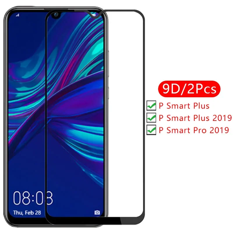 واقي شاشة 9d من الزجاج المقسى لهاتف هواوي p Smart plus 2018 pro 2019 غطاء على هاتف psmart smar samrt الواقي coque