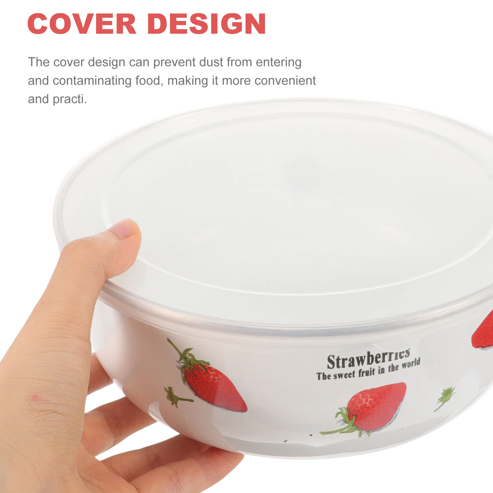 

5pcs Retro Enamelware Bowls with Lids for Salad Mixing Fruit Storage Thick Bottom Stackable Soup Containers Red Color