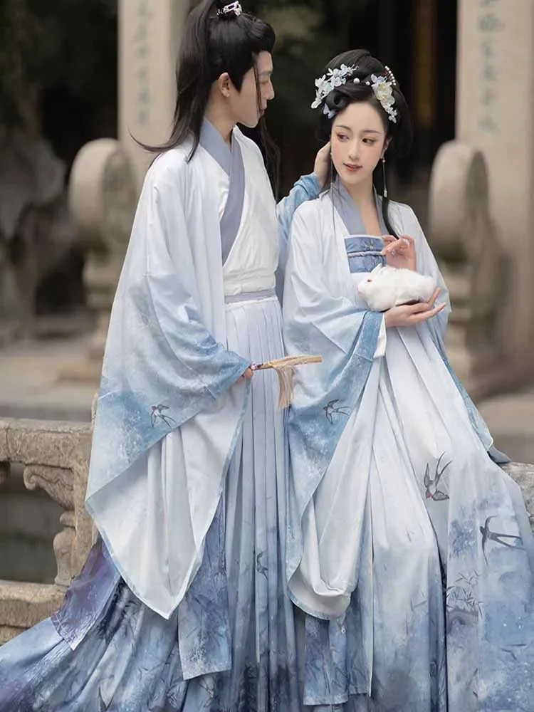 Hanfu Dress Couples Chinese Commercial Cosplay costume 2023 Summer men & Women Ancient Hanfu Grayent 3pcs sets Plus Size XL