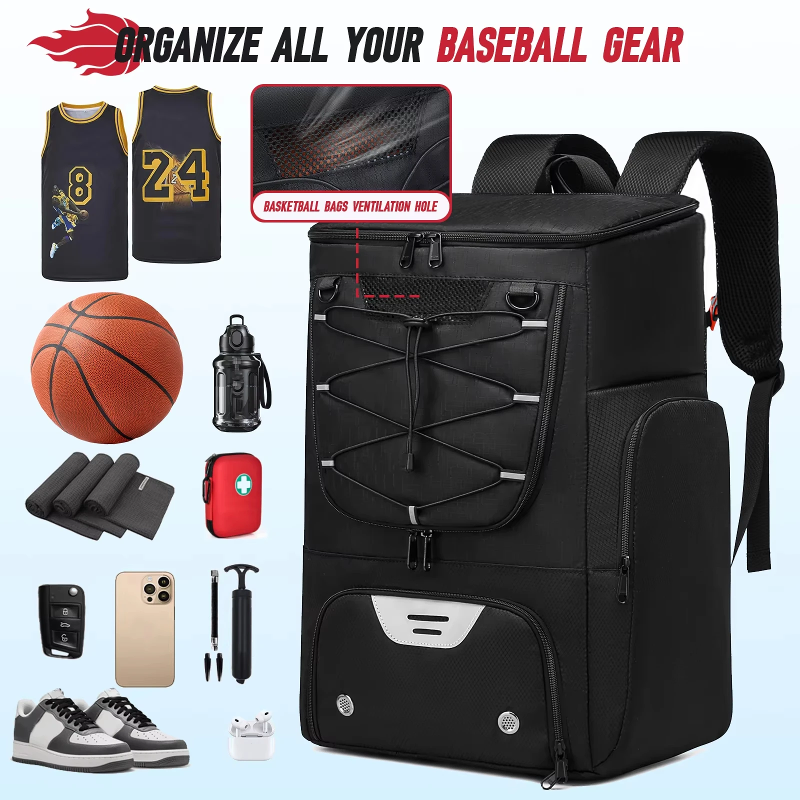

Football Backpack Men Basketball Backpack Outdoor Soccer Football Storage Bags Training Sports Knapsack with Shoe Compartment