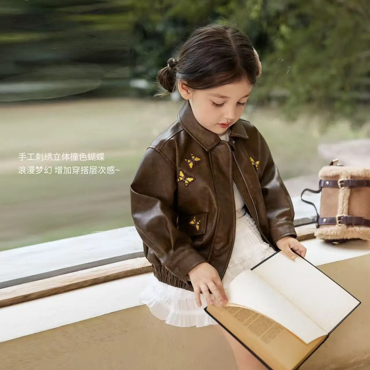 

Baby Girl Leather Jacket Spring and Autumn 2025 New Fashionable Children's PU Casual Jacket Outerwear for School Kids Top