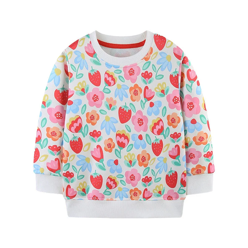 

New Models 95% Polyester Flowers Girls Sweatshirts Hooded Children's Shirts Long Sleeve Kids Autumn Spring Baby Clothes