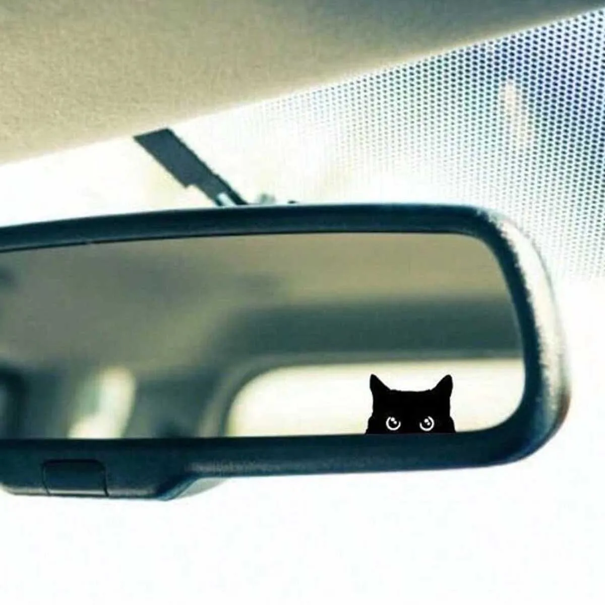 Adesivo de Gato Espiando, Adesivo para Carro, Adesivo de Gato Preto Espiando, Botão em Branco, Adesivo de Vinil, Cartão Cat Ten