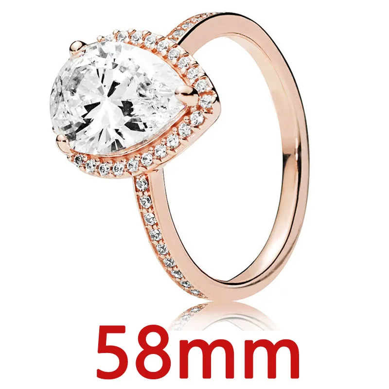 Women's 925 Sterling Silver Rose Gold Radiant Teardrop Ring Set