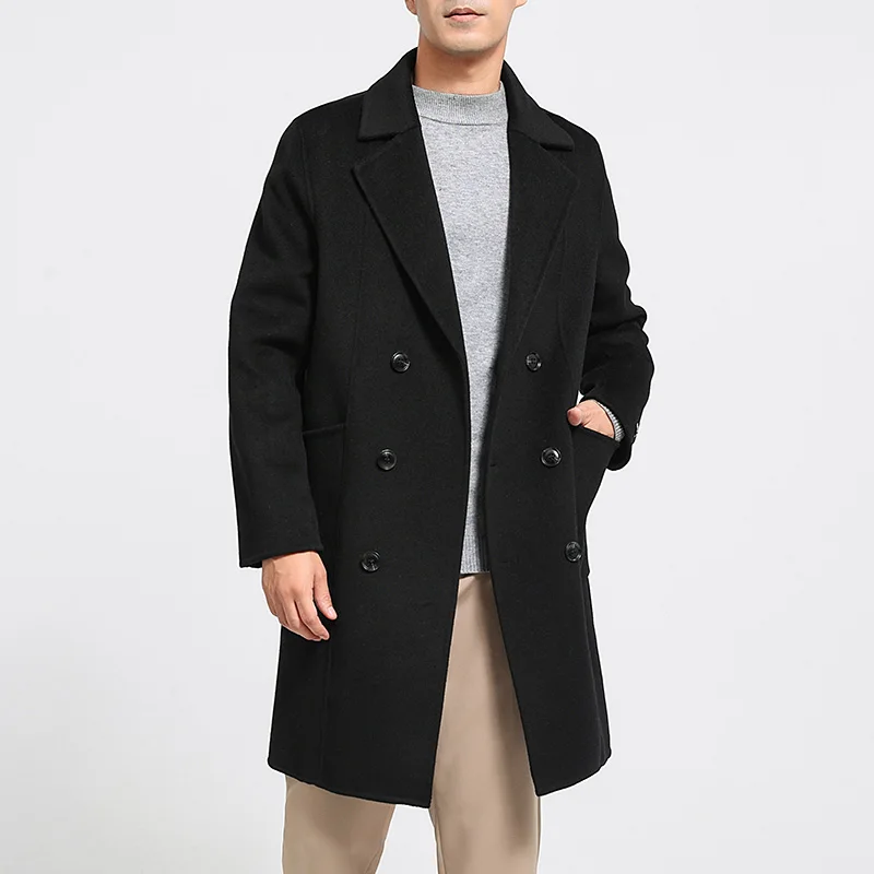 2024 New (100% Wool) Men's Wool Coat Medium to Long Size Business Classic Versatile Fashion Style