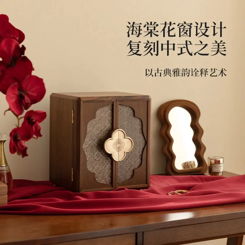 صندوق تخزين المجوهرات الراقية هدية عيد ميلاد الزفاف الرائعة والمجوهرات الخشبية اليدوية