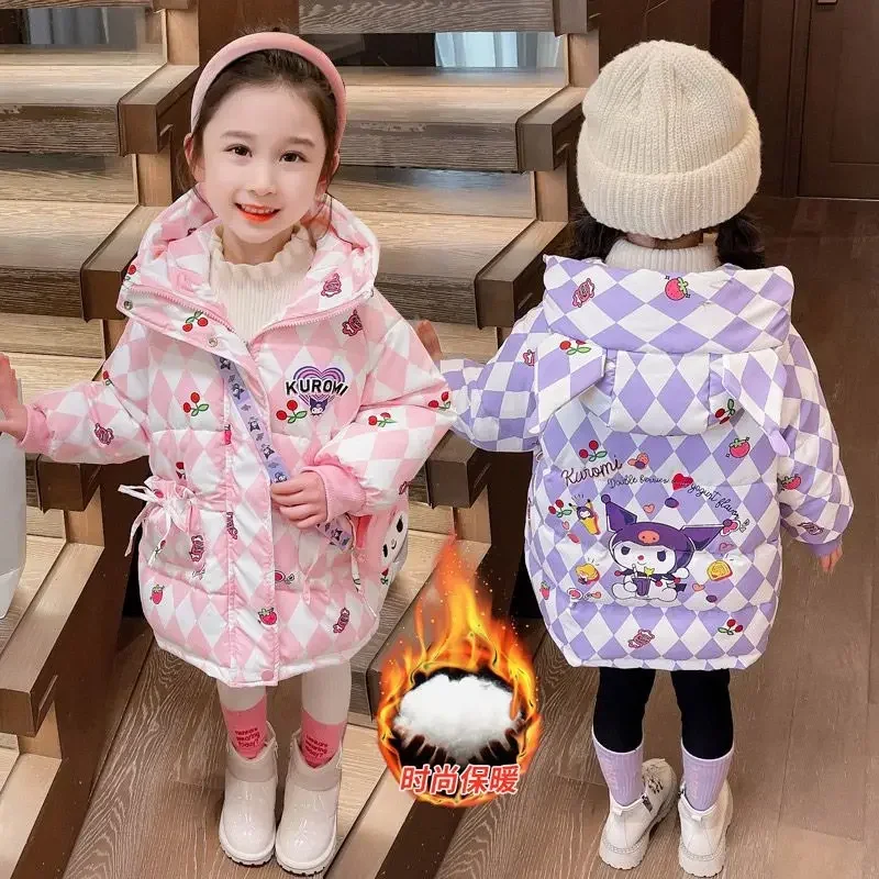 

Kuromi Anime Sanrio Ins Fashion Warm Jacket Winter Cute Cartoon Cotton Kawaii Long Sleeve Coat Clothing Lovely Gifts for Kids