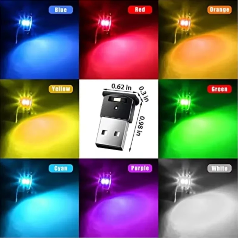 Mini USB RGB LED Auto-Innenraumbeleuchtung, Farbenfrohe Deko-Notbeleuchtung Auto-Zubehör
