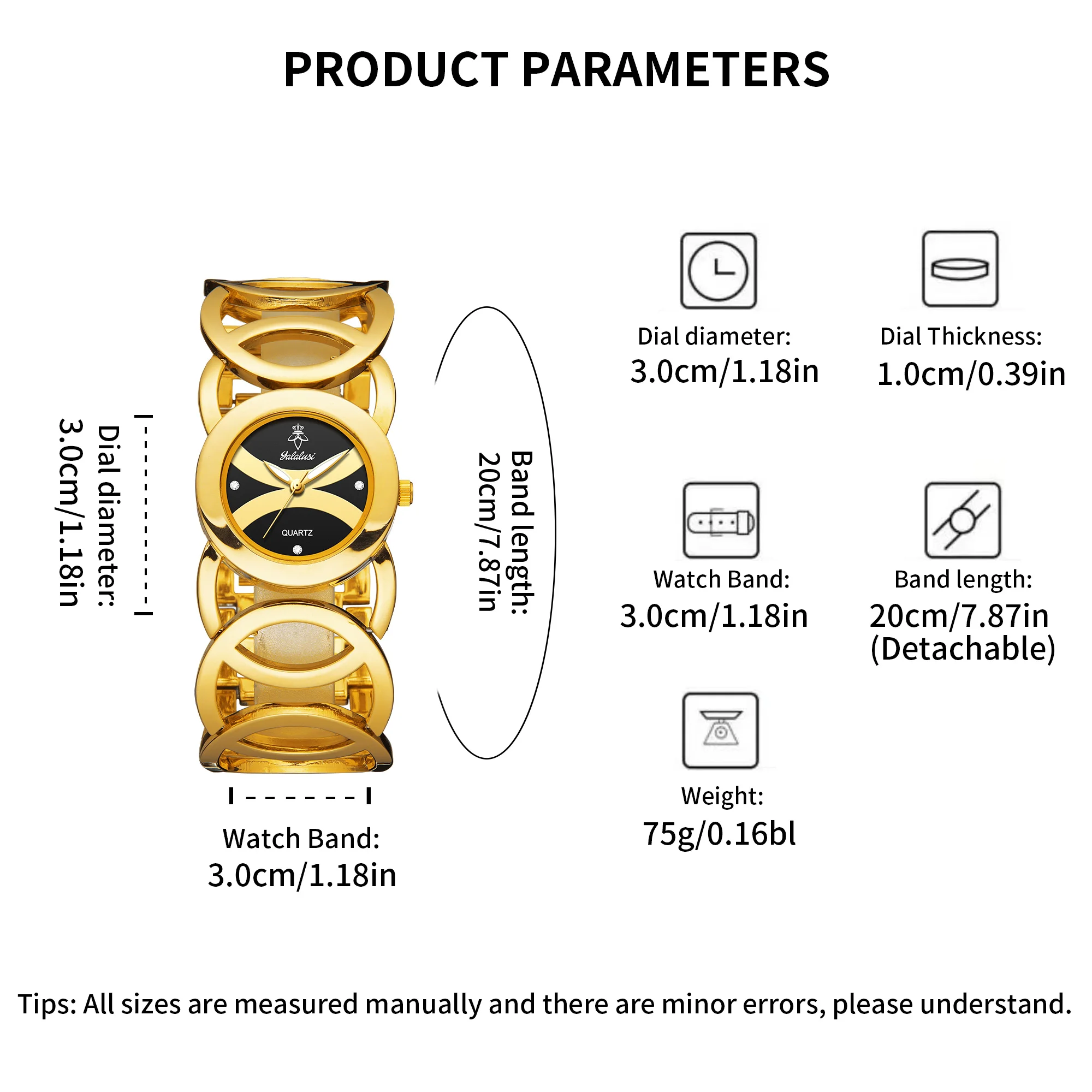 ساعة كوارتز نسائية من YaLaLuSi بحزام ذهبي مجوف دائري أنيق مع صندوق هدايا رائع للحفلات والارتداء اليومي هدية مثالية للسيدات