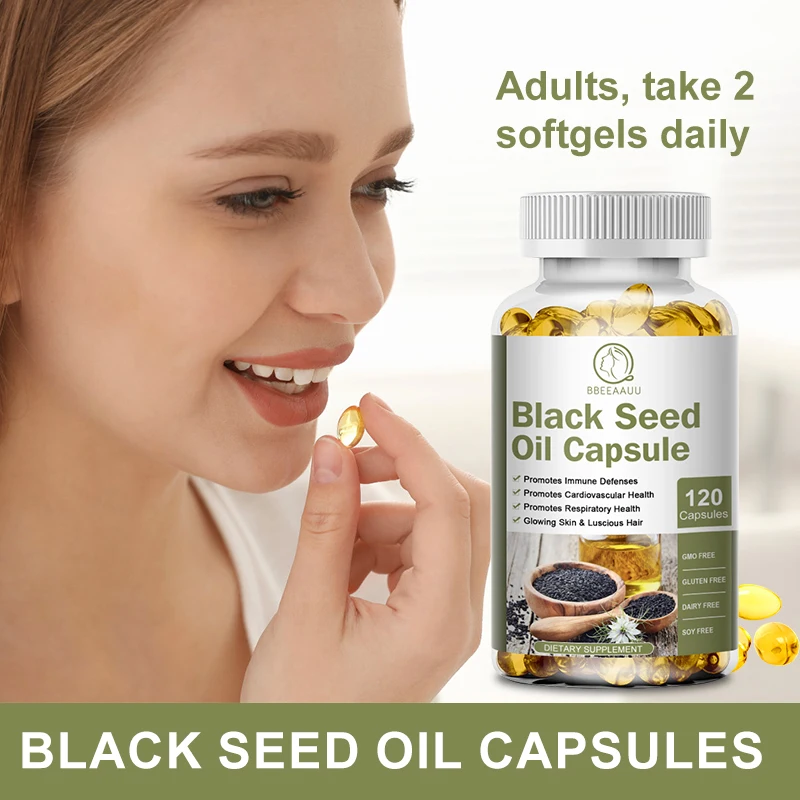 Black Cumin Seed Oil Capsule Support Digestion,Kidney Liver Function Immune System Inflammatory Support Hair Care & Nourishment