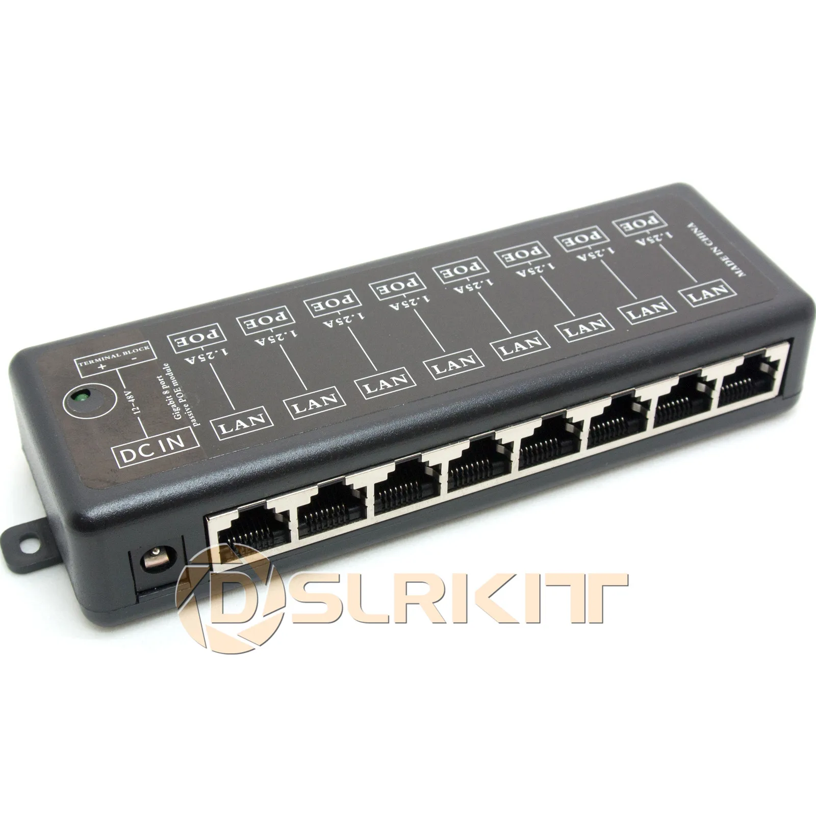 8พอร์ต Gigabit Passive PoE Midspan Ethernet Adapter 48V2A 96วัตต์ PSU