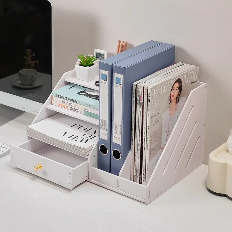 Desktop Bookcase File Holder Data Storage Box Office File Frame Book Stand Bookcase Data Multi-layer FolderShelf Magazine Holder