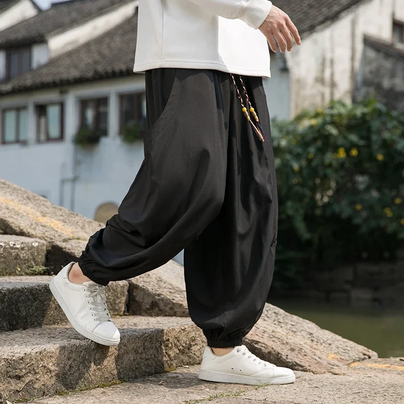 

Pants Men Harajuku Casual Jogging Pants Men's Black Thin Fashion Loose Harlem Wide Leg Trousers Vintage Sweatpants Plus Size 5XL