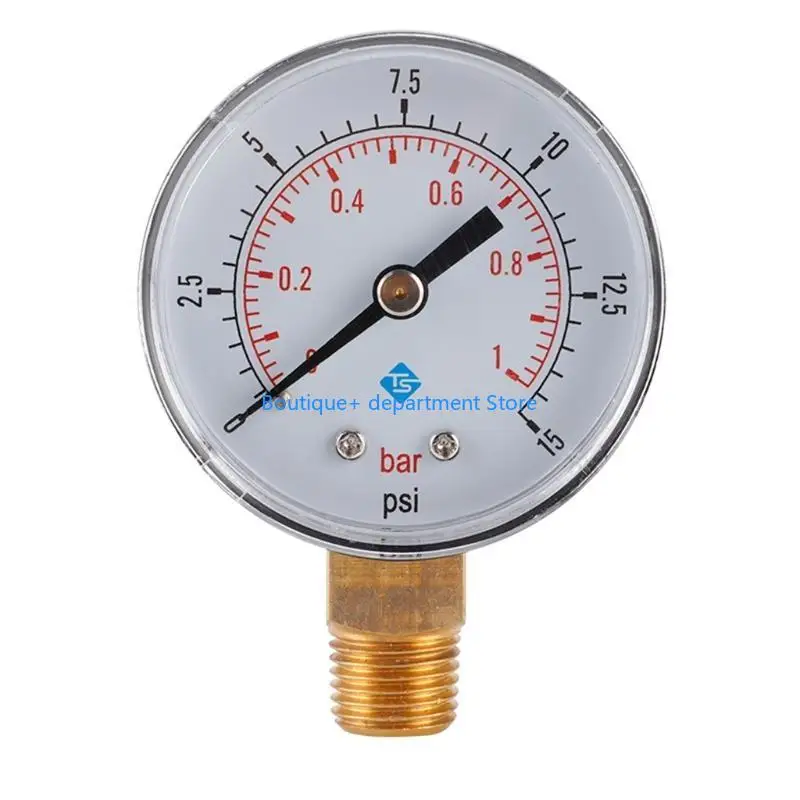 E1PD Pressure Gauge 50mm 0~15psi 0~1bar Pool Filter Water Pressure Hydraulic Pressure Gauge Meter Manometer 1/4