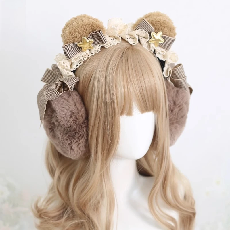 柔らかくてかわいいクマの耳猫の耳冬用イヤーバッグ女性用かわいい冬用イヤーチップぬいぐるみ耳保護暖かい耳