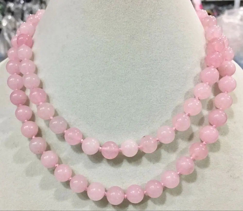 

Natural 8mm pink rose quartz gemstone round beads necklace 32'' AAA