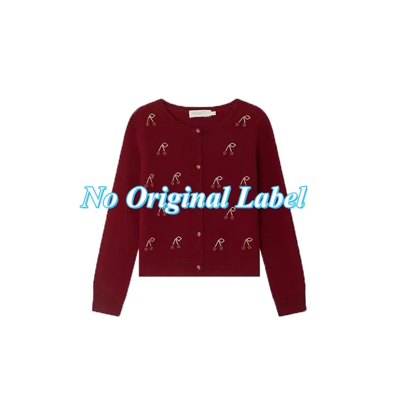 

2025 Autumn/Winter New BP Girls' Bow Long Sleeve Coat Cardigan Sweater Kids Sweater