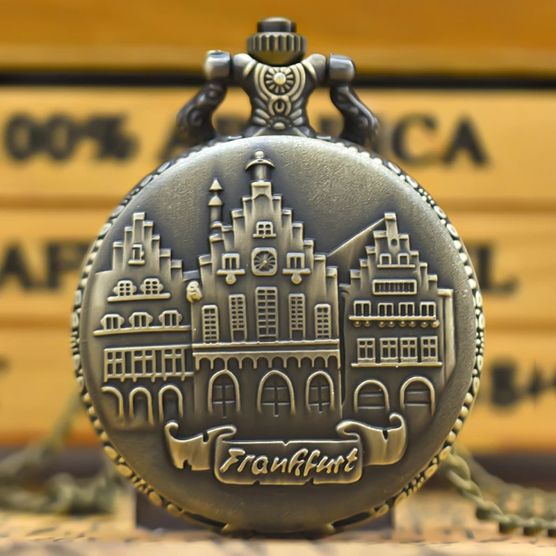 Винтажные бронзовые кварцевые карманные часы с колокольчиком и замком в немецком французском стиле, ностальгические мужские и женские студенческие подарочные часы-раскладушки