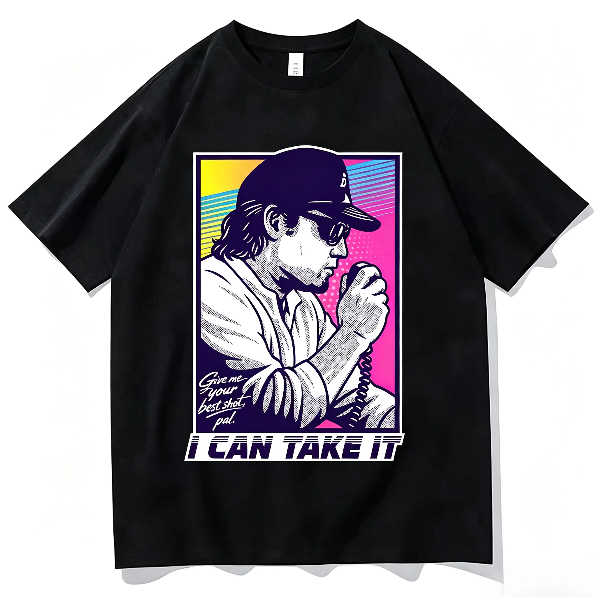 Vaporwave Retro I Can Take It Text Graphic T-shirt Men Cotton Y2K Loose Oversized Street Casual Daily Short Sleeve Tops