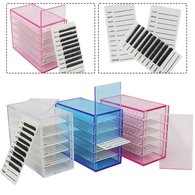 False Eyelash Storage Box 5 Layers Acrylic Pallet Lash Holder Pallet Individual Eyelash Extension Glue Display Stand Makeup Tool