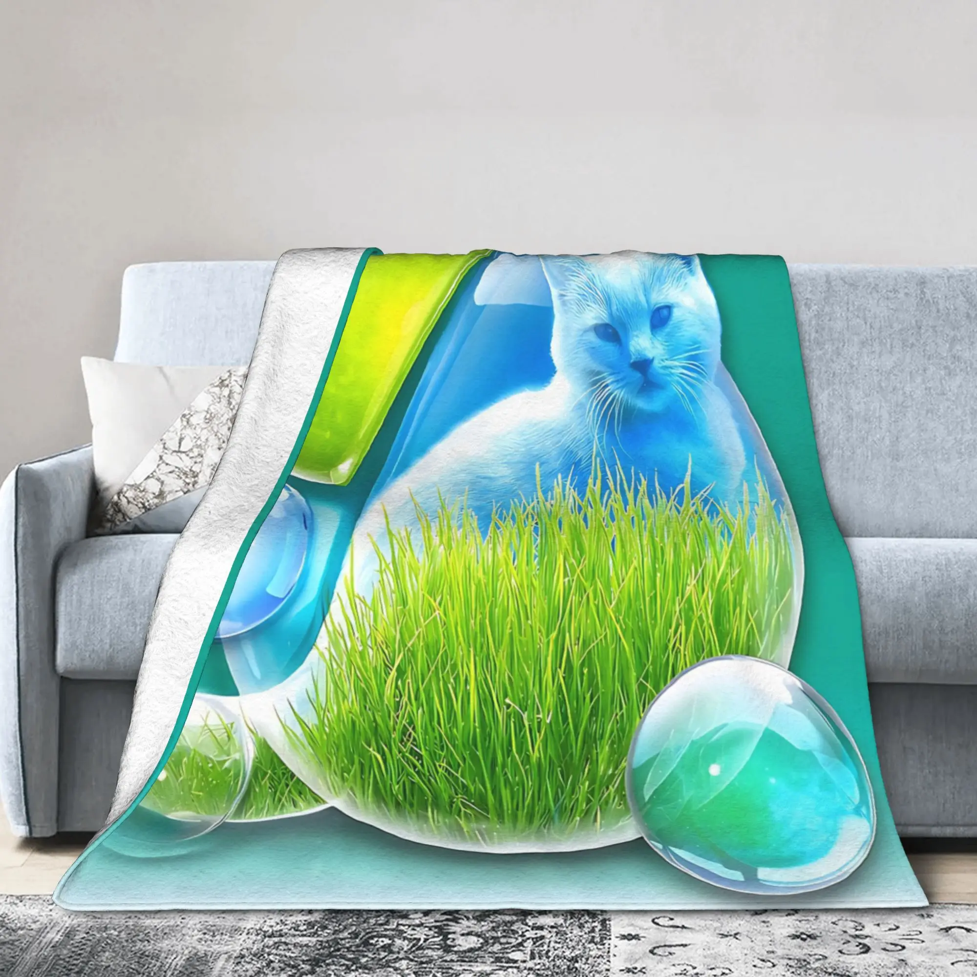 Frutiger Aero Cat Blankets Velvet  Super Soft Throw Blankets for Car Sofa Couch Bedspread