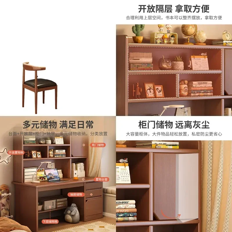 Integrated Desk Bookshelf Computer Table for Home Student Study with Chair Simple Bedroom Office Writing Desk
