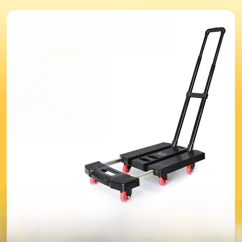 

Portable Shopping Cart Home Use Hand Push Cart Goods Transport Dolly Pulling Rod Hand Truck Moving Vehicle Pull Car Trailer