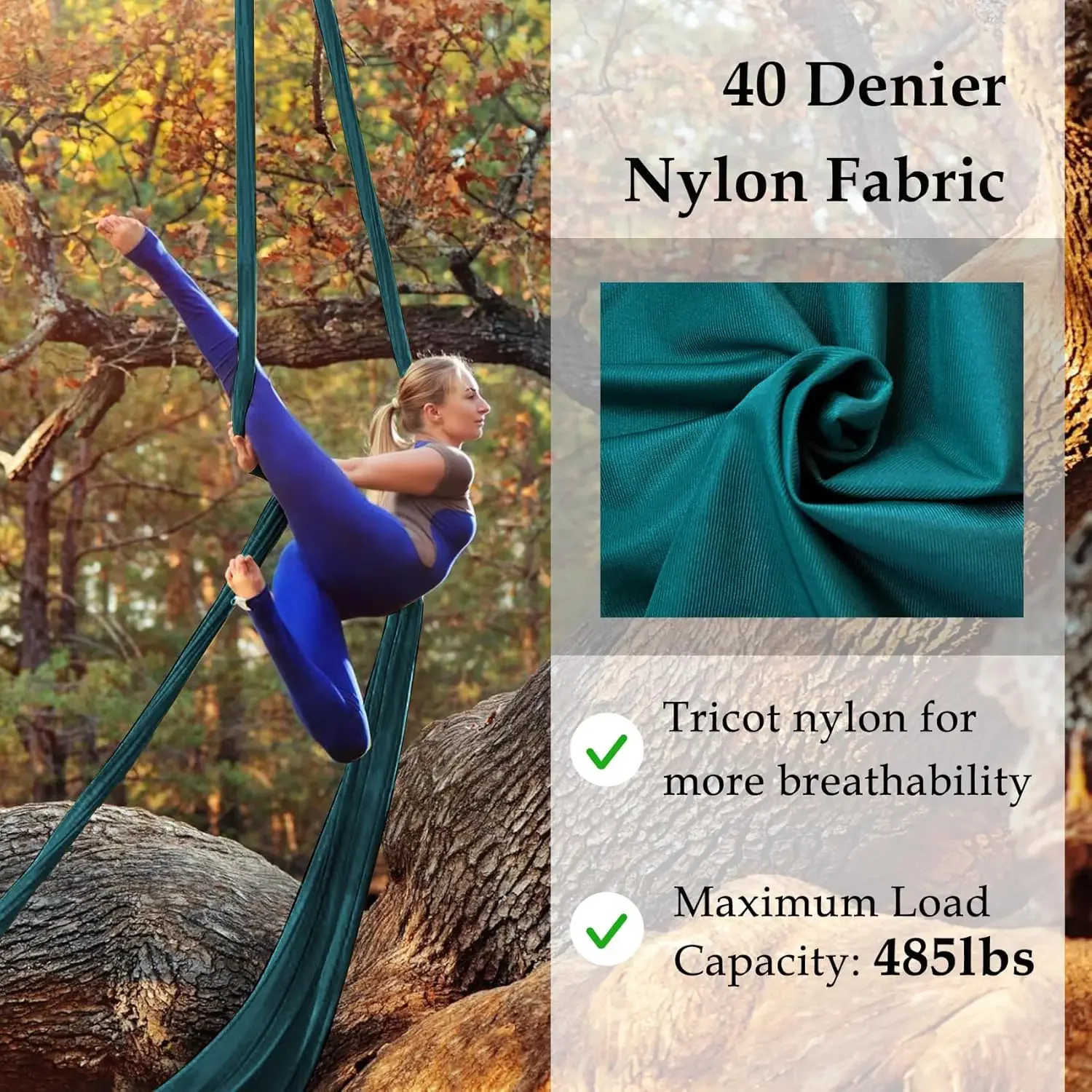 Silks Hammock Kit for Home and Outdoor, Nylon Tricot Flying Yoga Silk Swing for Gymnastics with Full Hardware