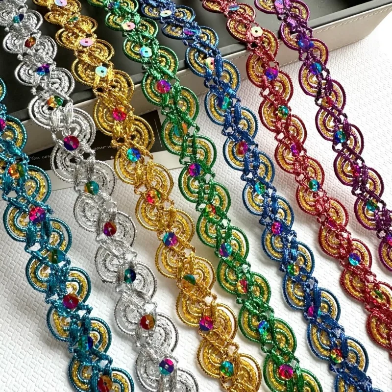 

20 ярдов кружевная отделка 23 мм S-образная лента с блестками, ткань для шитья одежды, танцевальное платье, декор, отделка, домашний текстиль, сделай сам, ремесло