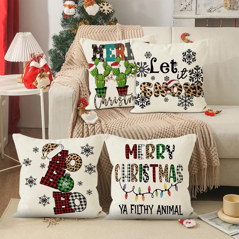 

4PCS Christmas Pillow Covers 45x45cm Farmhouse Xmas Pillow Covers Christmas Pillow Cases for Sofa Couch Christmas Decorations