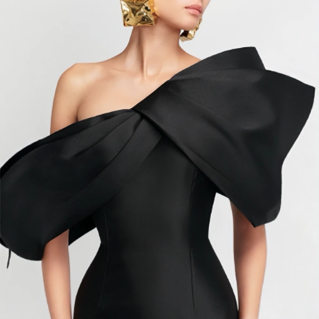 Elegante abito da sera monospalla nero aderente formale cocktail party abito da brindisi da sposa abito lungo da damigella d'onore per le donne