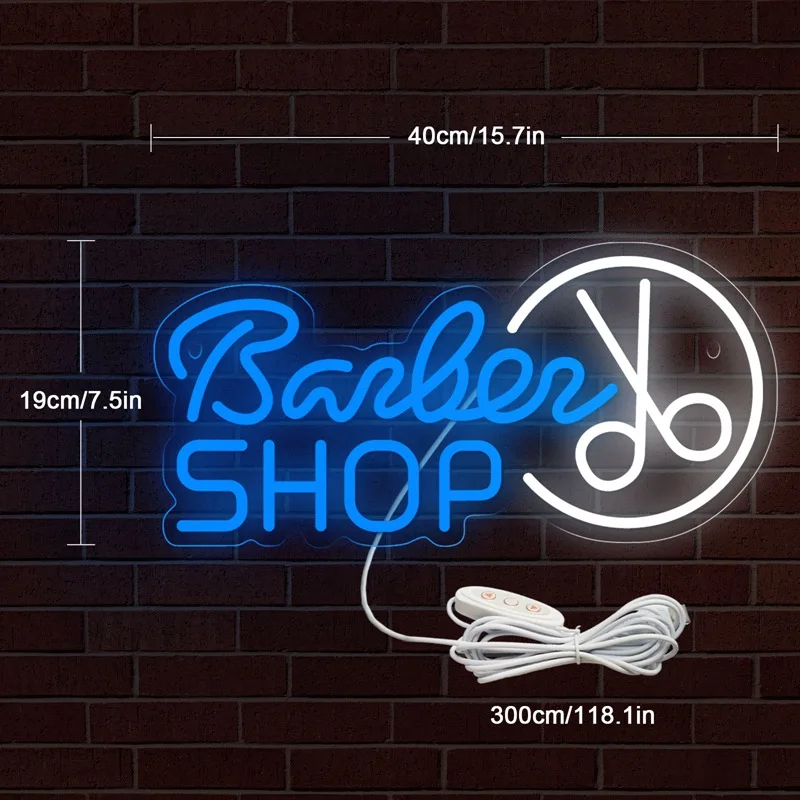 Barber Shop LOGO LED Neon Light Sign Acrylic Neon Sign USB Dimmer Switch For Business Beauty Salon Barber Singboards Wall Decor