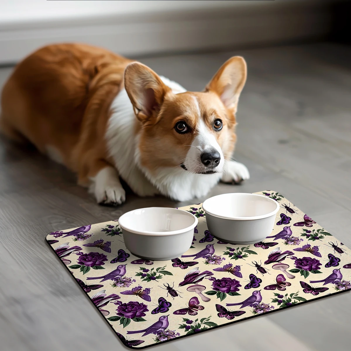 Vintage Insect & Bee Pattern Polyester Absorbent Mat - Decorative Mat for Home, Stylish Indoor Floor Mat for Living Spaces