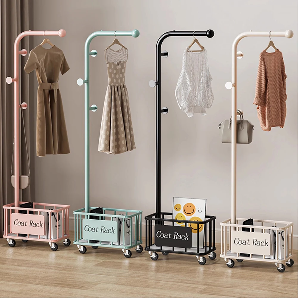 

Wheels Balcony Basket Clothes Rack Minimalist Standing Household Dolls Clothes Rack Bedroom Boutique Prateleira Furnitures