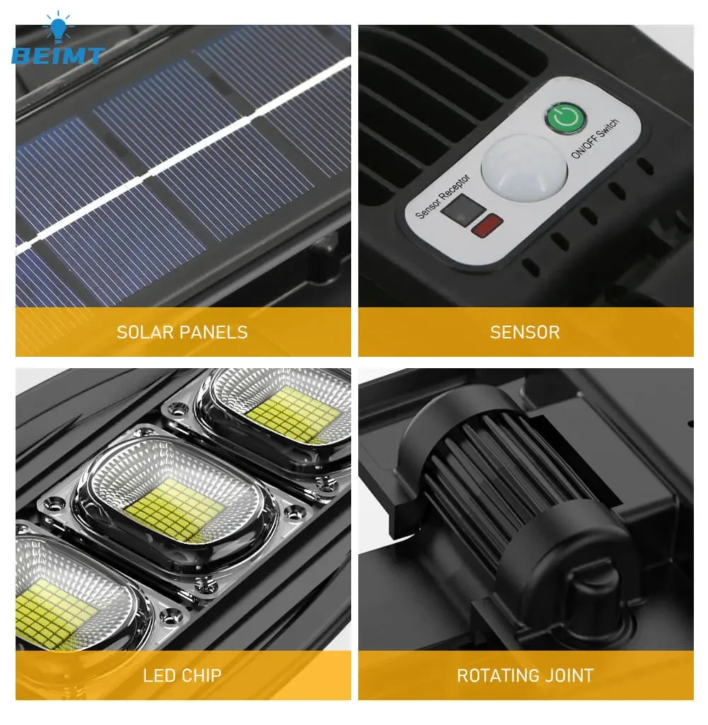 Newest 10000LM Solar Street Lights with Remote Control Motion Sensor Solar Outdoor LED Lamp IP65 Waterproof for Garden Garage