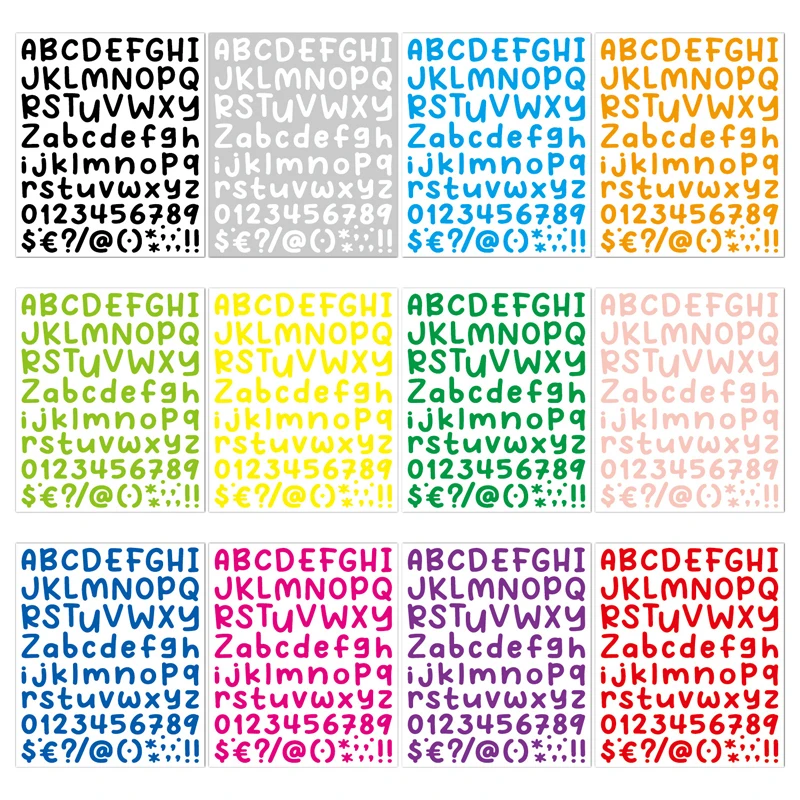 12 Sheets Alphabet Stickers 12 Colors Self Adhesive Number Alphabet Stickers Mailbox Numbers Labels DIY Crafts Art Making Decals