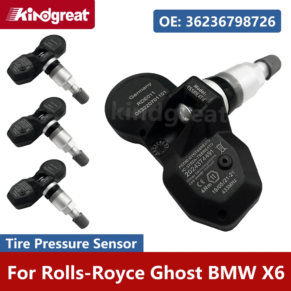 

4PCS/Lot 433MHz TPMS Tire Pressure Monitor System Sensor 36236798726 For Rolls-Royce Ghost BMW X6