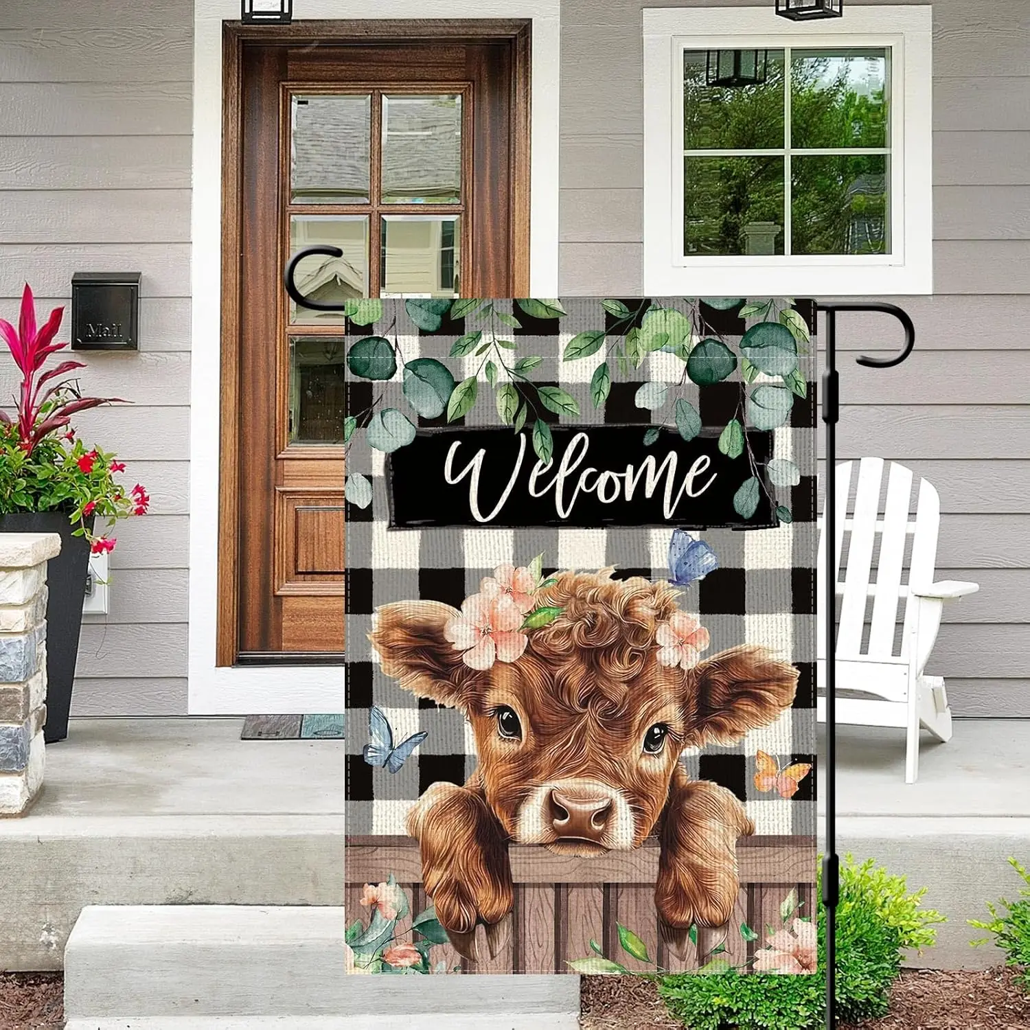 DLZDN Welcome Spring Highland Cow Garden Flag 12×18 Inch Double Side Vertical Burlap Farmhouse Yard Sign Seasonal Outdoor De EEZ