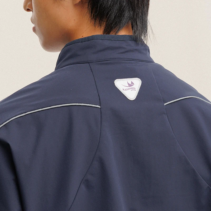 Unisex Half-Zip Windproof Pullover Jacket Reflective Strips Water Repellent Quick Dry Loose Coat for Cycling Night Running