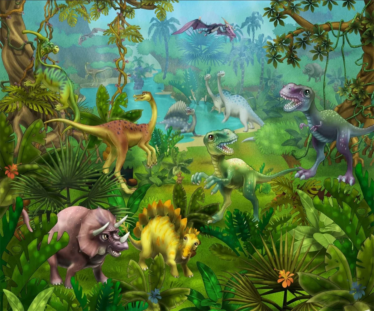 

Обои на заказ с изображением животных и динозавров, 3D-фреска для детской комнаты, декор для детского сада, фоновое украшение, декоративная роспись.