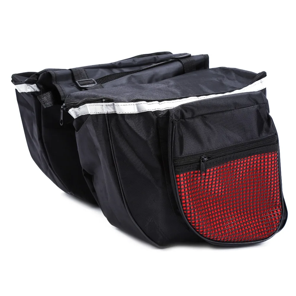 

25L Capacity Bicycle Bag 600D Waterproof Fabric WIth Reflective Strips Cycling Bag With Adjustable Hooks Double Pannier Bag