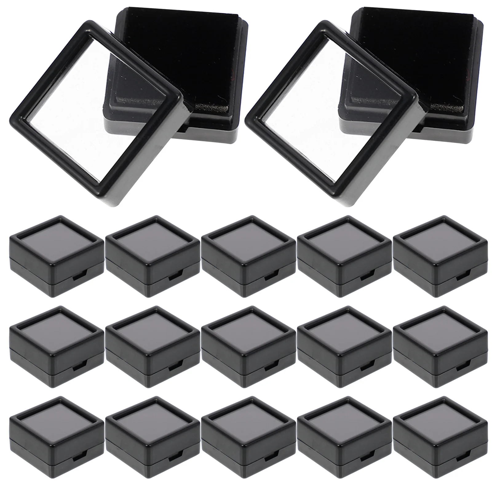 24 Pcs Jewelry Case with Lid Display Organizer Small Boxes Lids Transparent Gems Gemstone