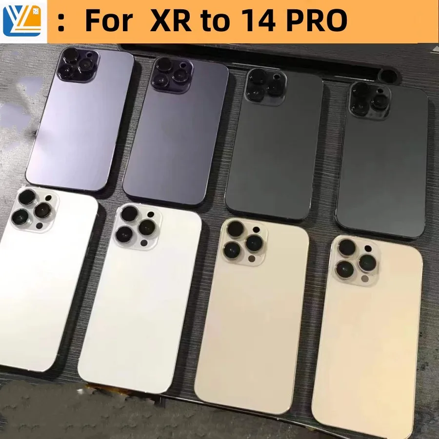 Diy Housing For iPhone Xr To 14 Pro Back cover High Quality With Middle frame Chassis Battery Case Replace Xr like 14pro Back