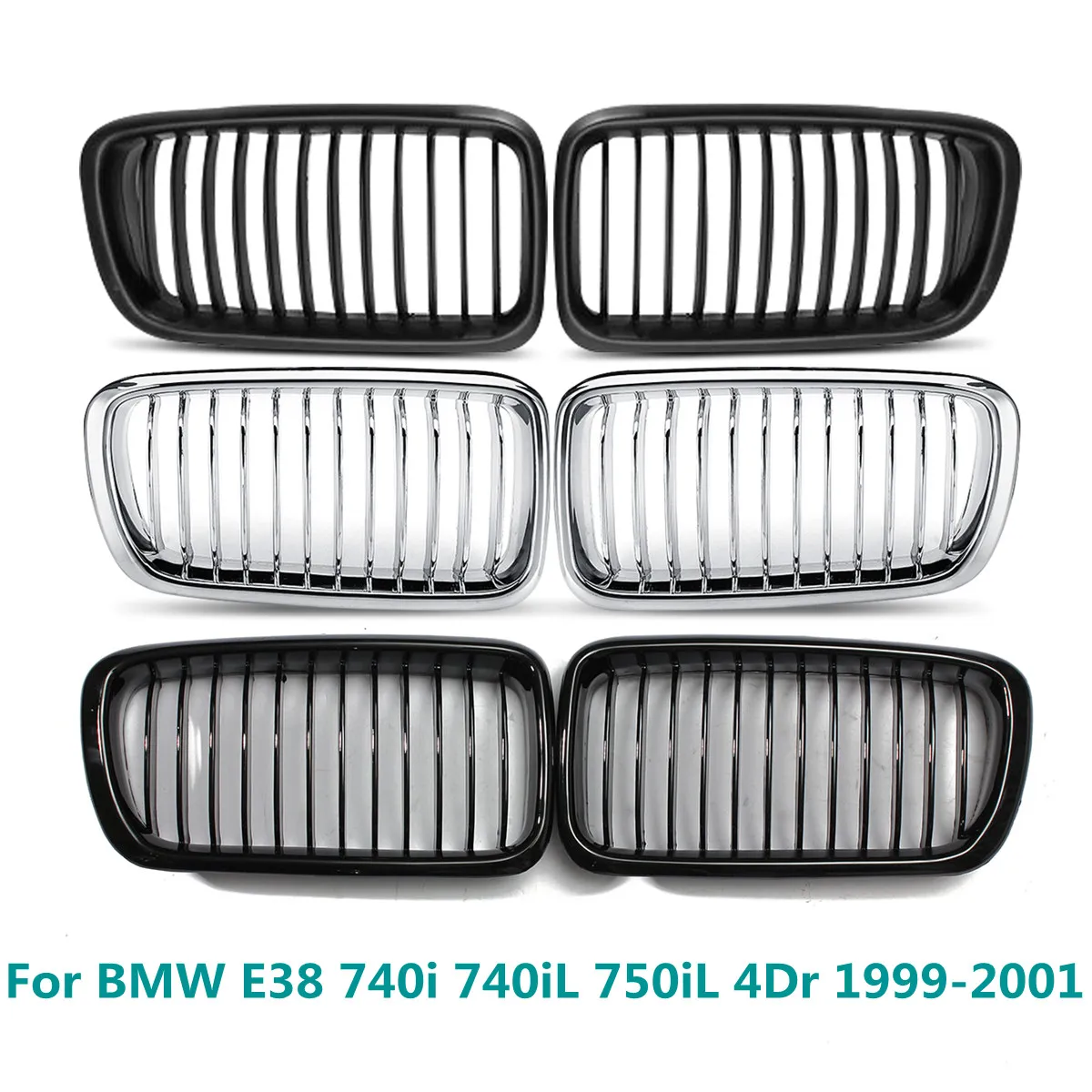 Front Hood Kidney Grille Bumper Single Slat Grill Grille For BMW 7-Series E38 730IL 735I 728I 750I Sedan 1999-2001 Front Kidney