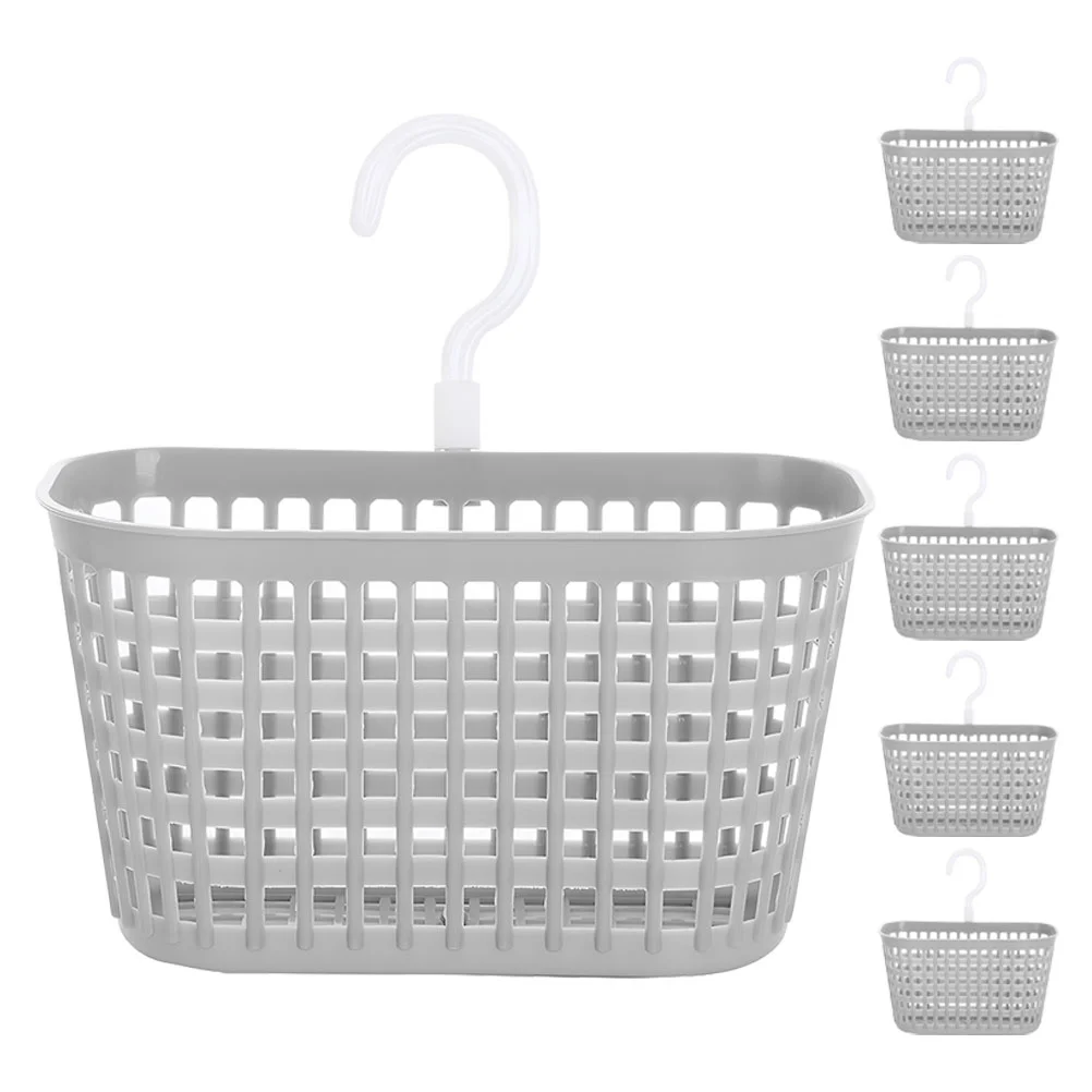 

6 Pcs Multifunctional Storage Rack Kitchen Bathroom Hanging Basket Wall Baskets Grey For