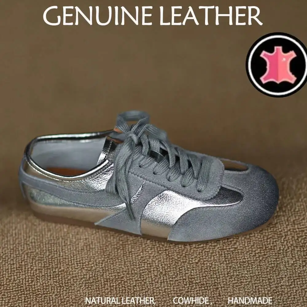 

Кожаные женские кроссовки на шнуровке, весенне-летние, класса люкс, повседневные туфли без каблука