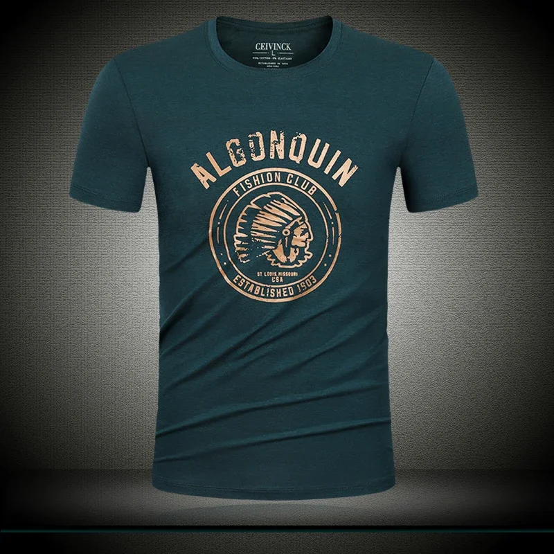 القطن المطبوعة قصيرة الأكمام تي شيرت رجالي المألوف الراقية الجولة الرقبة تنوعا عادية فضفاض كبير الحجم تي شيرتات رائع العصرية #3