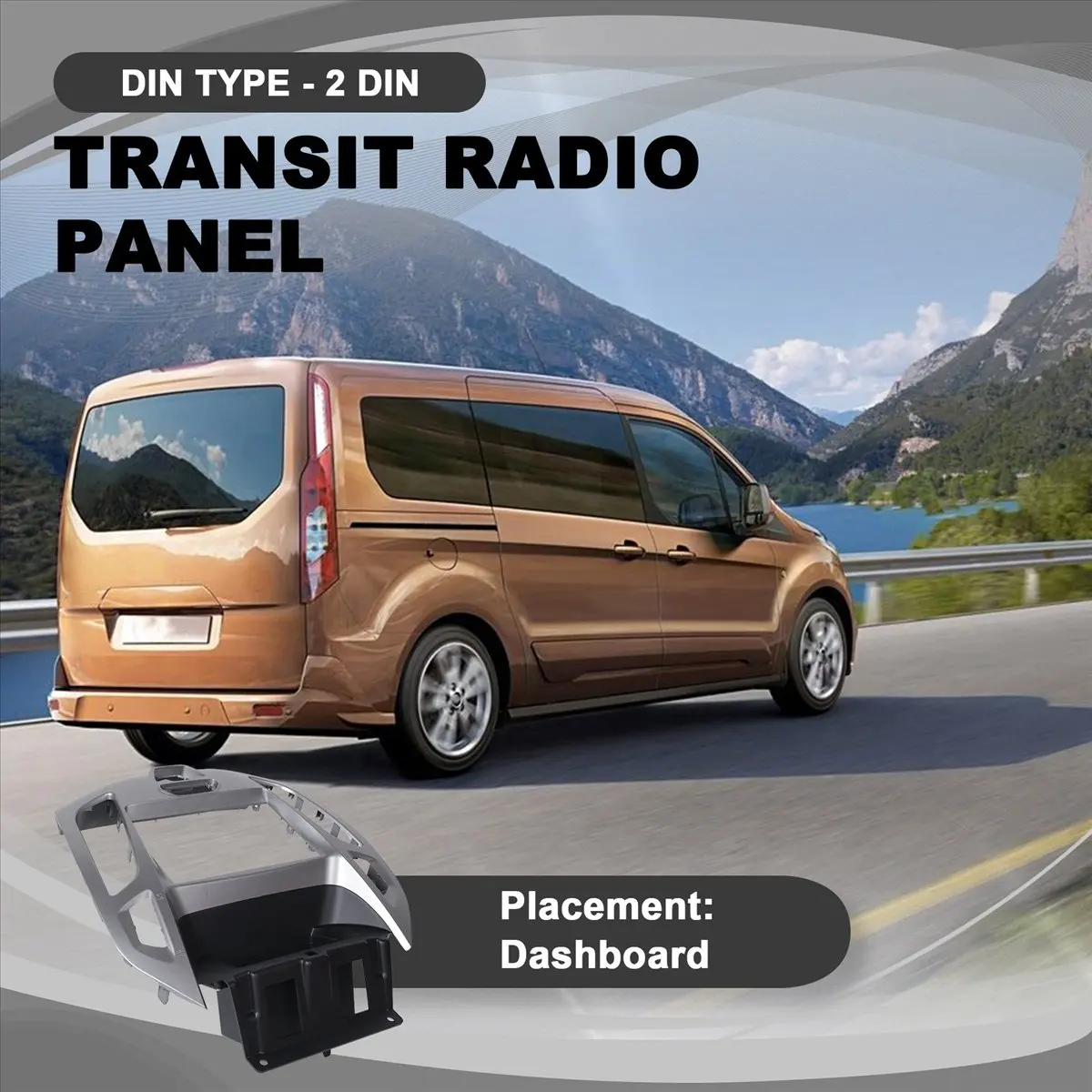 #60K (Silver)2 Din Fascia Radio Panel DVD Frame Install Kit for FORD Transit 14-15,Automotive Parts & Accessories